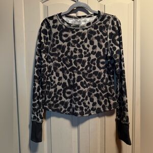 Leopard Print Long Sleeve Thermal Top